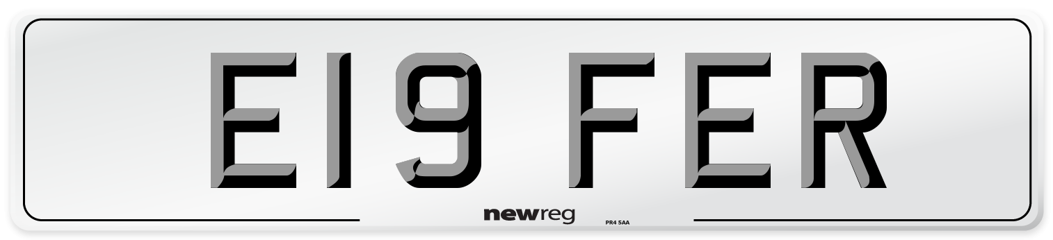 E19 FER Number Plate from New Reg